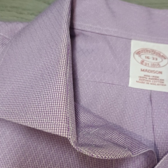 Brooks Brothers Madison Purple Button Down Dress Shirt Size 16-33 Supima Cotton - Picture 6 of 7